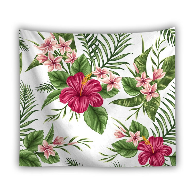 Décoration murale design : Fleur d'hibiscus & Feuillage tropical, Vert &  Gris, L, 80 cm